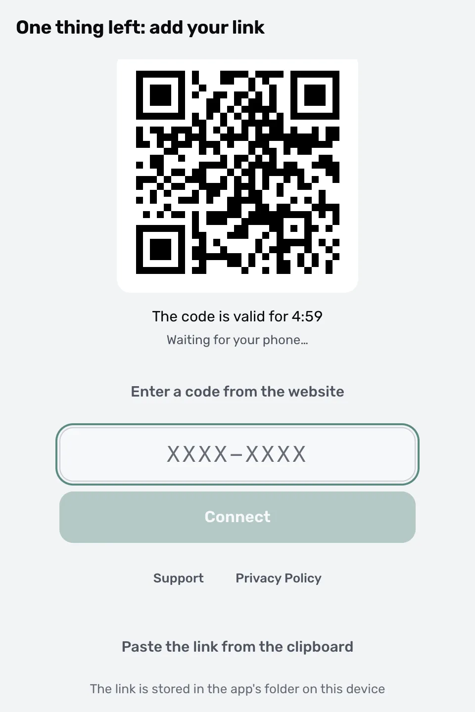 تسجيل الدخول إلى ProxysVPN: رمز QR وحقل لإدخال الرمز من لوحة التحكم